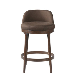 English Elm Chole Mid-Century Chenille Counter Stools with Walnut Tapered Legs for Kitchen Islands Taupe Set of 2 N775P385796T