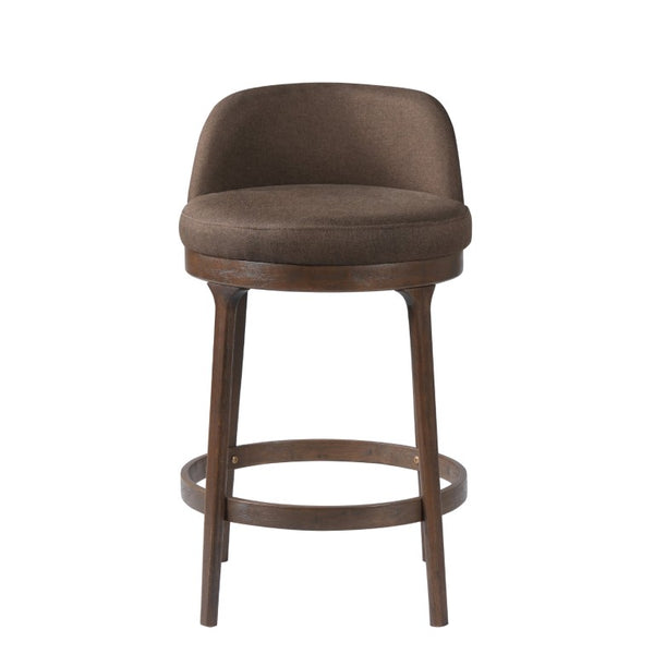 English Elm Chole Mid-Century Chenille Counter Stools with Walnut Tapered Legs for Kitchen Islands Taupe Set of 2 N775P385796T