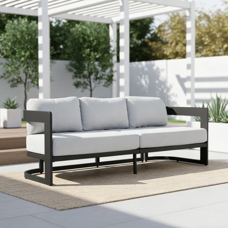 English Elm Elvis Outdoor Three Seat Sofa Powder Coated Aluminum Frame with Olefin Cushions N775P385798G