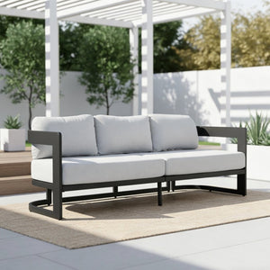 English Elm Elvis Outdoor Three Seat Sofa Powder Coated Aluminum Frame with Olefin Cushions N775P385798G