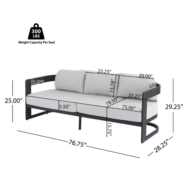 English Elm Elvis Outdoor Three Seat Sofa Powder Coated Aluminum Frame with Olefin Cushions N775P385798G