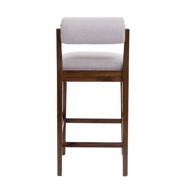 English Elm Elowen Rubberwood Counter Stools Sand Fabric Cylindrical Backrest for Kitchen Islands Set of 4 N775P386408D-S4