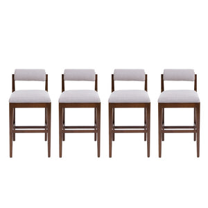 English Elm Elowen Rubberwood Counter Stools Sand Fabric Cylindrical Backrest for Kitchen Islands Set of 4 N775P386408D-S4