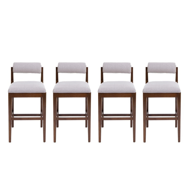 English Elm Elowen Rubberwood Counter Stools Sand Fabric Cylindrical Backrest for Kitchen Islands Set of 4 N775P386408D-S4