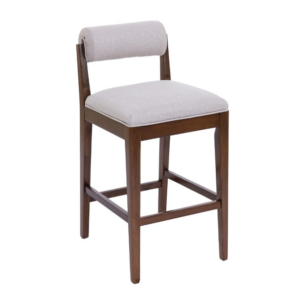 English Elm Elowen Rubberwood Counter Stools Sand Fabric Cylindrical Backrest for Kitchen Islands Set of 4 N775P386408D-S4