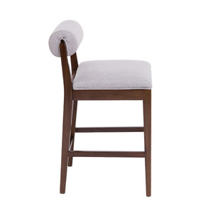 English Elm Elowen Rubberwood Counter Stools Sand Fabric Cylindrical Backrest for Kitchen Islands Set of 4 N775P386408D-S4