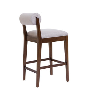 English Elm Elowen Rubberwood Counter Stools Sand Fabric Cylindrical Backrest for Kitchen Islands Set of 4 N775P386408D-S4