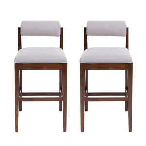 English Elm Elowen Rubberwood Counter Stools Sand Fabric Cylindrical Backrest for Kitchen Islands Set of 2 N775P386408D
