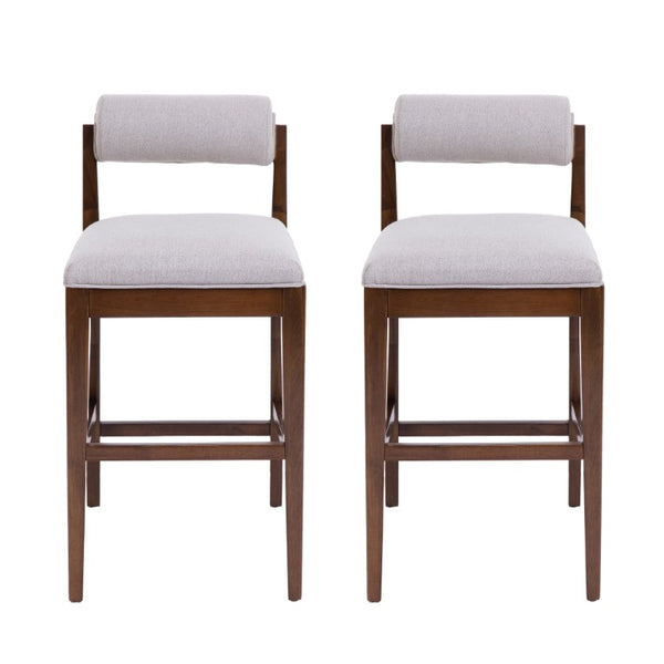 English Elm Elowen Rubberwood Counter Stools Sand Fabric Cylindrical Backrest for Kitchen Islands Set of 2 N775P386408D