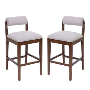 English Elm Elowen Rubberwood Counter Stools Sand Fabric Cylindrical Backrest for Kitchen Islands Set of 2 N775P386408D