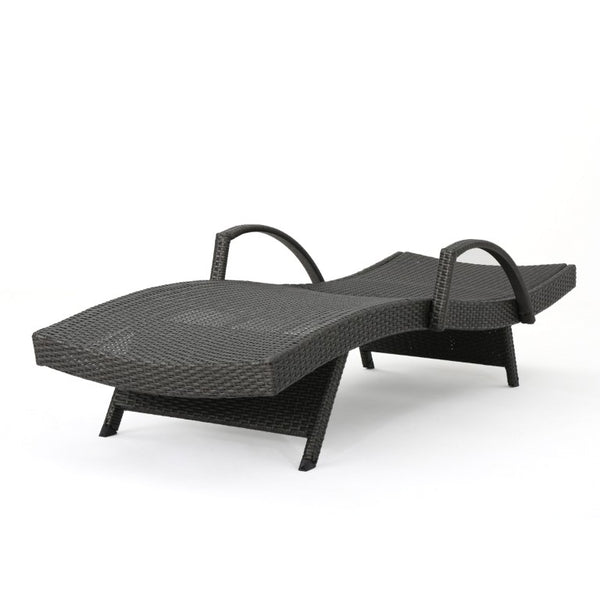 English Elm Salem Outdoor PE Wicker Chaise Lounge Resort Style Reclining Poolside Chair Rattan+Metal 76 x 29.92 x 21.5 inches N775P392600G