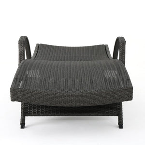 English Elm Salem Outdoor PE Wicker Chaise Lounge Resort Style Reclining Poolside Chair Rattan+Metal 76 x 29.92 x 21.5 inches N775P392600G