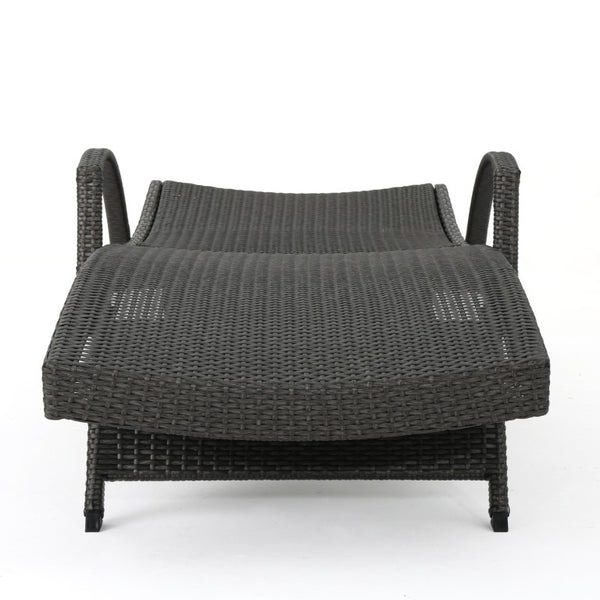 English Elm Salem Outdoor PE Wicker Chaise Lounge Resort Style Reclining Poolside Chair Rattan+Metal 76 x 29.92 x 21.5 inches N775P392600G