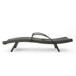 English Elm Salem Outdoor PE Wicker Chaise Lounge Resort Style Reclining Poolside Chair Rattan+Metal 76 x 29.92 x 21.5 inches N775P392600G