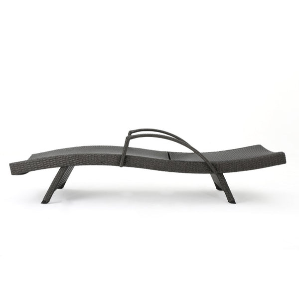 English Elm Salem Outdoor PE Wicker Chaise Lounge Resort Style Reclining Poolside Chair Rattan+Metal 76 x 29.92 x 21.5 inches N775P392600G