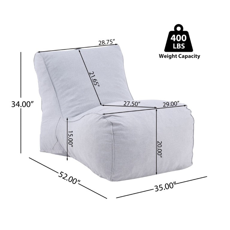 English Elm Moira Outdoor Bean Bag Lounge Chair Olefin Fabric Shredded Foam Fill Patio Seating Gray N775P392885G