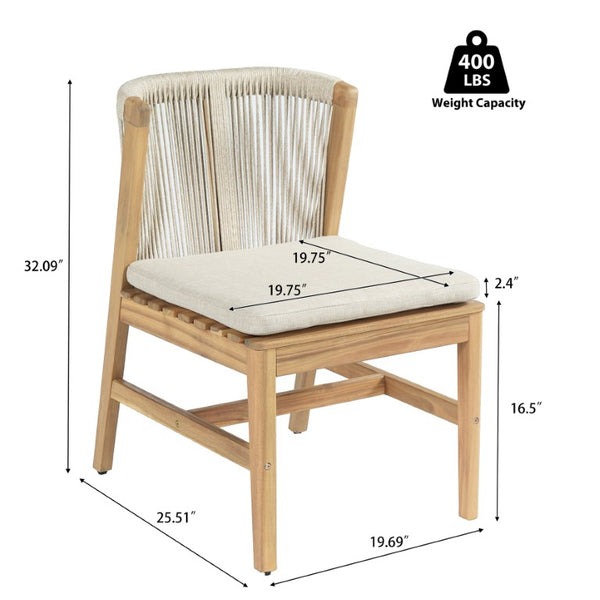 English Elm Louie Outdoor Acacia Wood 9 Piece Dining Set with Hand Woven Rope Chairs for Patios N775P395136B-8_N775P367562G