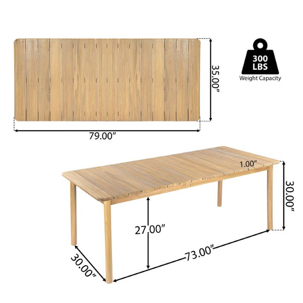 English Elm Louie Outdoor Acacia Wood 9 Piece Dining Set with Hand Woven Rope Chairs for Patios N775P395136B-8_N775P367562G
