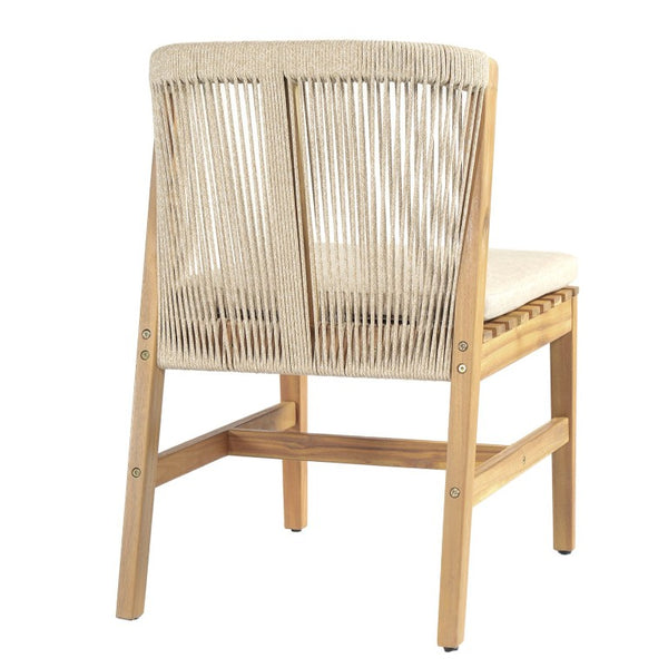 English Elm Louie Outdoor Acacia Wood 9 Piece Dining Set with Hand Woven Rope Chairs for Patios N775P395136B-8_N775P367562G
