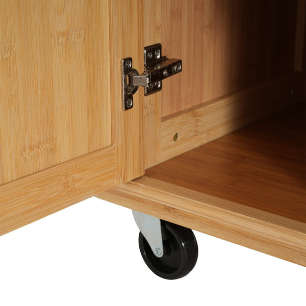 English Elm Indoor Bamboo Rolling Kitchen Island with Stainless Steel Top Drawer Cabinet N775P396851N