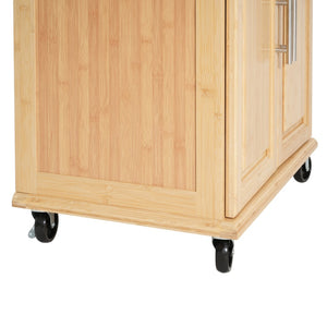 English Elm Indoor Bamboo Rolling Kitchen Island with Stainless Steel Top Drawer Cabinet N775P396851N