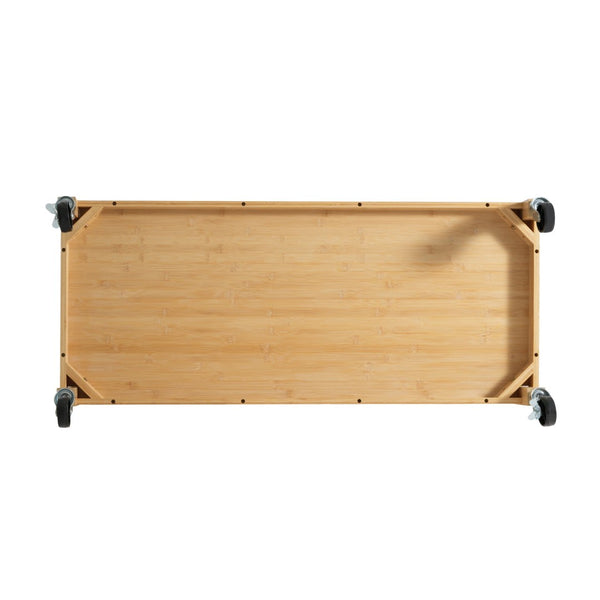 English Elm Indoor Bamboo Rolling Kitchen Cart with Drawers Open Shelves and Locking Casters N775P396854N