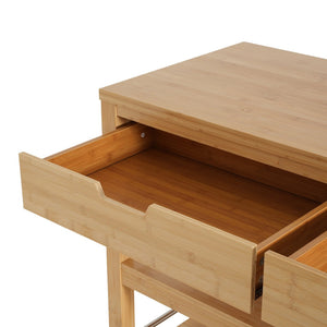 English Elm Indoor Bamboo Rolling Kitchen Cart with Drawers Open Shelves and Locking Casters N775P396854N
