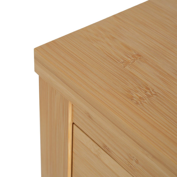 English Elm Indoor Bamboo Rolling Kitchen Cart with Drawers Open Shelves and Locking Casters N775P396854N