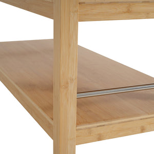 English Elm Indoor Bamboo Rolling Kitchen Cart with Drawers Open Shelves and Locking Casters N775P396854N