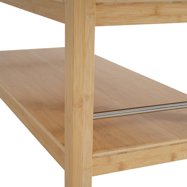 English Elm Indoor Bamboo Rolling Kitchen Cart with Drawers Open Shelves and Locking Casters N775P396854N