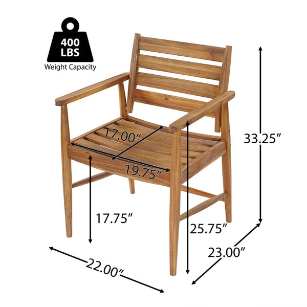 English Elm Wingate Solid Acacia Wood Outdoor Dining Set Seats Six with Slatted Armchairs N775P402299T-6_N775P235144T