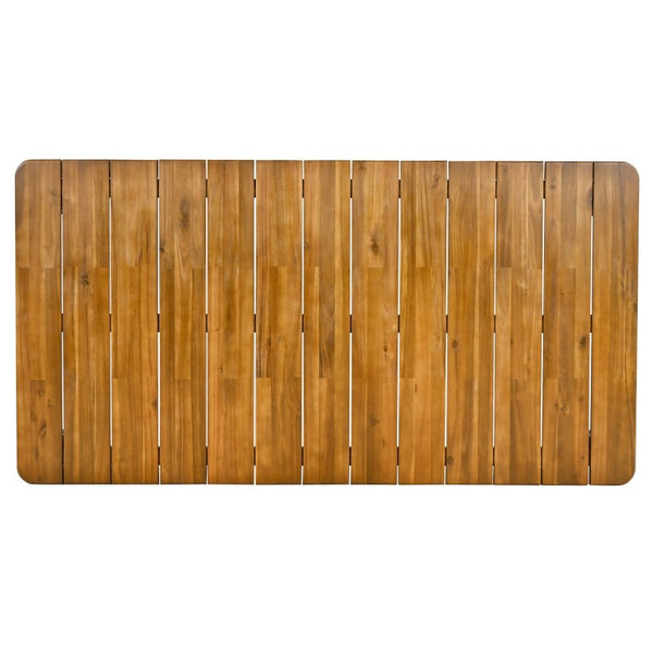 English Elm Wingate Solid Acacia Wood Outdoor Dining Set Seats Six with Slatted Armchairs N775P402299T-6_N775P235144T