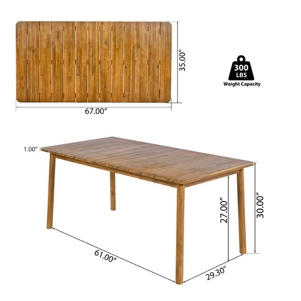 English Elm Wingate Solid Acacia Wood Outdoor Dining Set Seats Six with Slatted Armchairs N775P402299T-6_N775P235144T