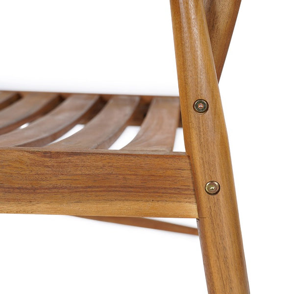 English Elm Wingate Outdoor Slatted Acacia Wood Dining Chairs Teak Finish Patio Set of 2 N775P402299T