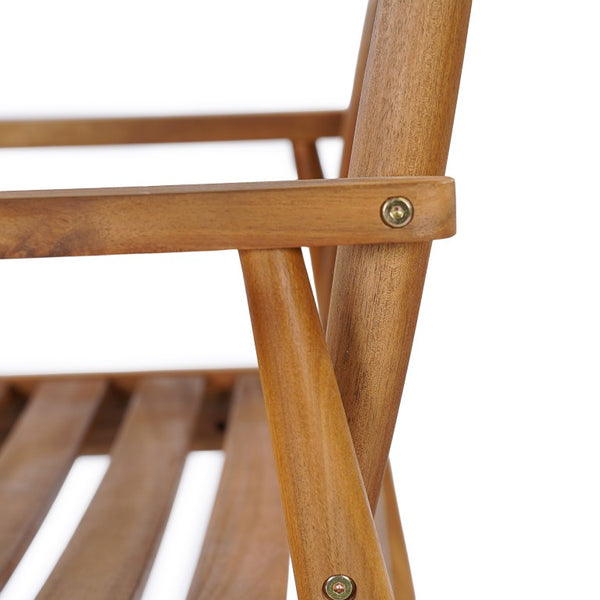 English Elm Wingate Outdoor Slatted Acacia Wood Dining Chairs Teak Finish Patio Set of 2 N775P402299T