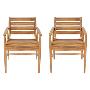 English Elm Wingate Outdoor Slatted Acacia Wood Dining Chairs Teak Finish Patio Set of 2 N775P402299T