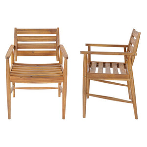 English Elm Wingate Outdoor Slatted Acacia Wood Dining Chairs Teak Finish Patio Set of 2 N775P402299T