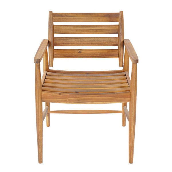English Elm Wingate Outdoor Slatted Acacia Wood Dining Chairs Teak Finish Patio Set of 2 N775P402299T