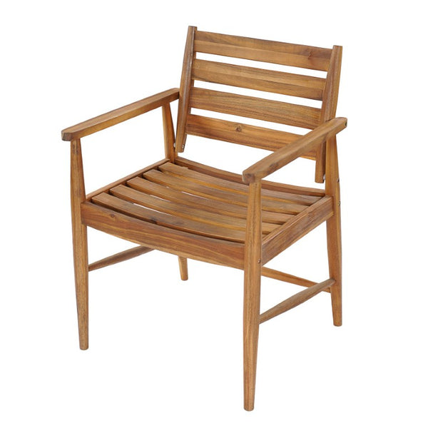 English Elm Wingate Outdoor Slatted Acacia Wood Dining Chairs Teak Finish Patio Set of 2 N775P402299T