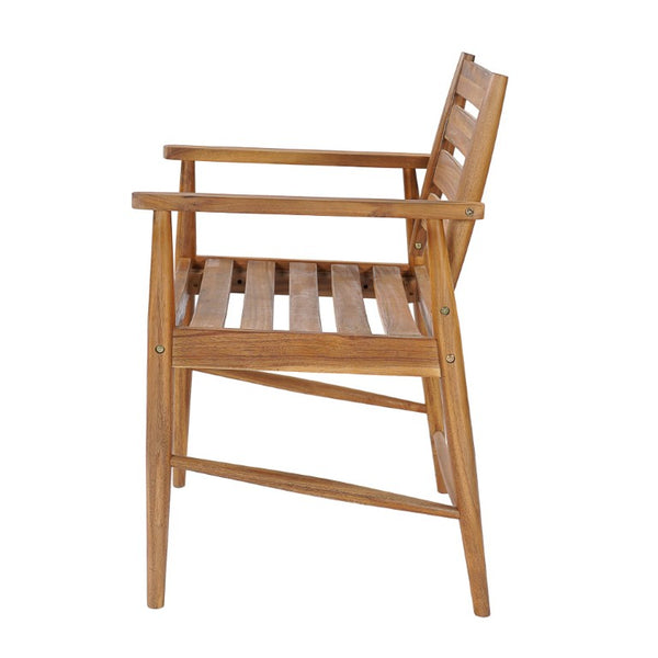 English Elm Wingate Outdoor Slatted Acacia Wood Dining Chairs Teak Finish Patio Set of 2 N775P402299T