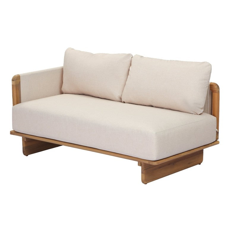 English Elm Jun Acacia Wood Two Seat Sofa Beige Polyester Cushions Japandi Minimalist Style Left Armrest N775P405630L