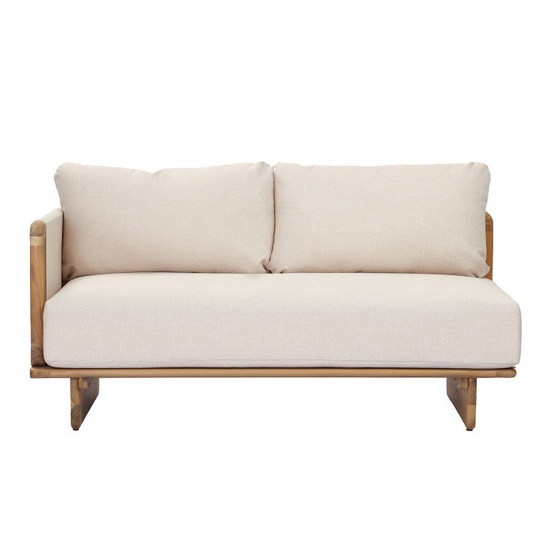English Elm Jun Acacia Wood Two Seat Sofa Beige Polyester Cushions Japandi Minimalist Style Left Armrest N775P405630L