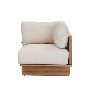 English Elm Jun Outdoor Acacia Wood Sectional Sofa Teak Finish Modular Corner Patio Seating V Shape (without table) N775P405634S