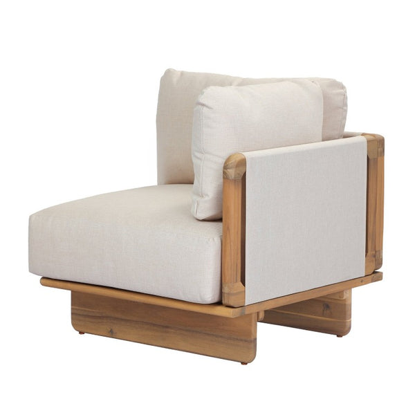 English Elm Jun Outdoor Acacia Wood Sectional Sofa Teak Finish Modular Corner Patio Seating V Shape (without table) N775P405634S