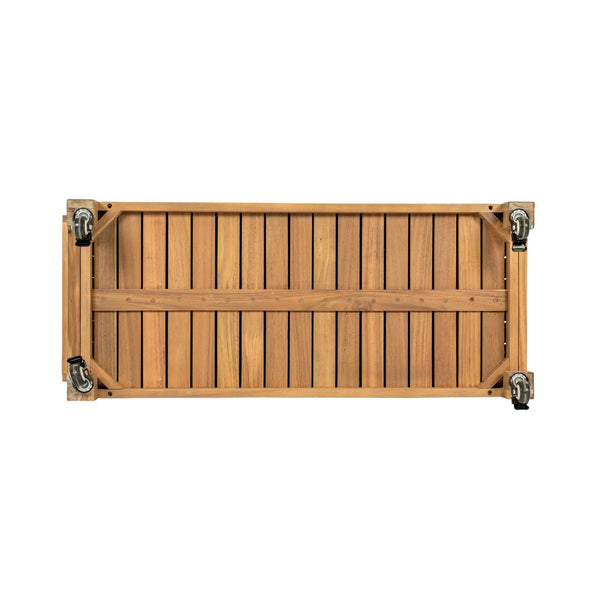 English Elm Murphy Outdoor Acacia Wood Rolling Bar Cart with Marble Effect Top and Locking Storage N775P406145N