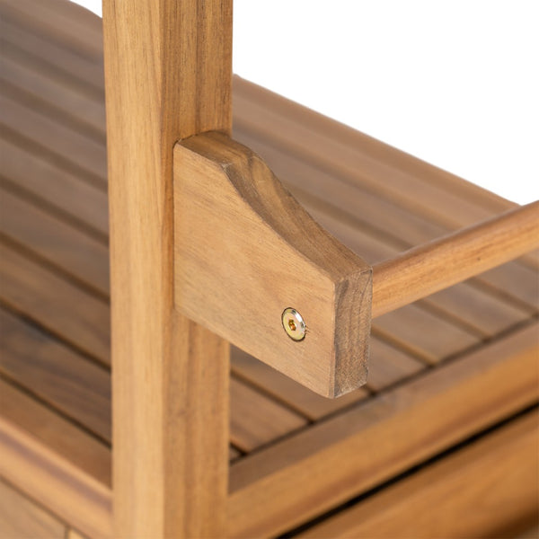 English Elm Outdoor Acacia Wood Bar Cart with Marble Effect Top Barn Cabinet Patio Entertaining N775P406147N