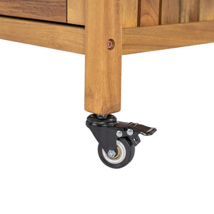 English Elm Outdoor Acacia Wood Bar Cart with Marble Effect Top Barn Cabinet Patio Entertaining N775P406147N