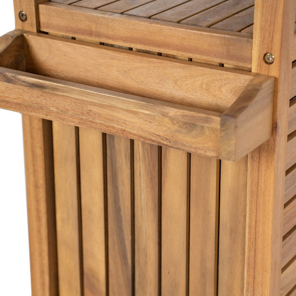 English Elm Outdoor Acacia Wood Bar Cart with Marble Effect Top Barn Cabinet Patio Entertaining N775P406147N