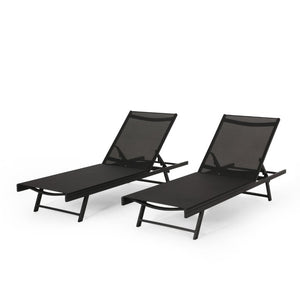 English Elm Salton Outdoor Iron Chaise Lounge with Mesh Seat and Five Recline Positions for Patios N775P406360B