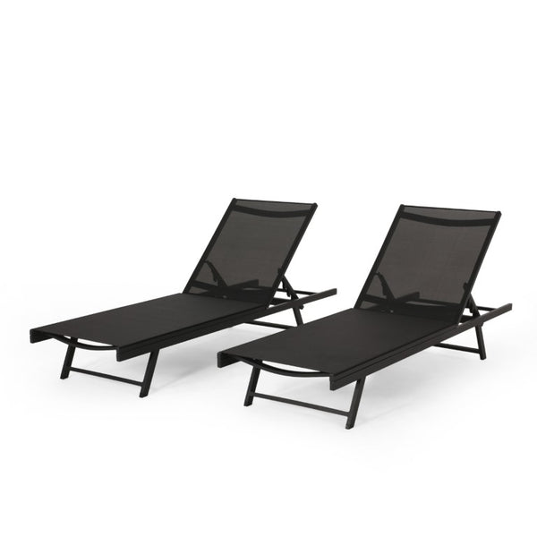 English Elm Salton Outdoor Iron Chaise Lounge with Mesh Seat and Five Recline Positions for Patios N775P406360B